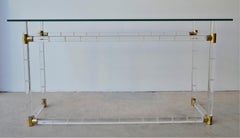 Charles Hollis Jones Faux Bamboo Lucite with Brass Accents & Glass Console/Desk