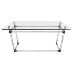 Used Charles Hollis Jones Faux Bamboo Lucite with Brass Accents & Glass Console/Desk