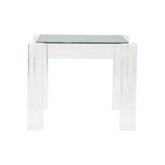 Charles Hollis Jones Glass Top Lucite Base End Side Table 1970s