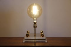 Charles Hollis Jones Gold Plexiglass Hollywood Regency Table Lamp, 70s