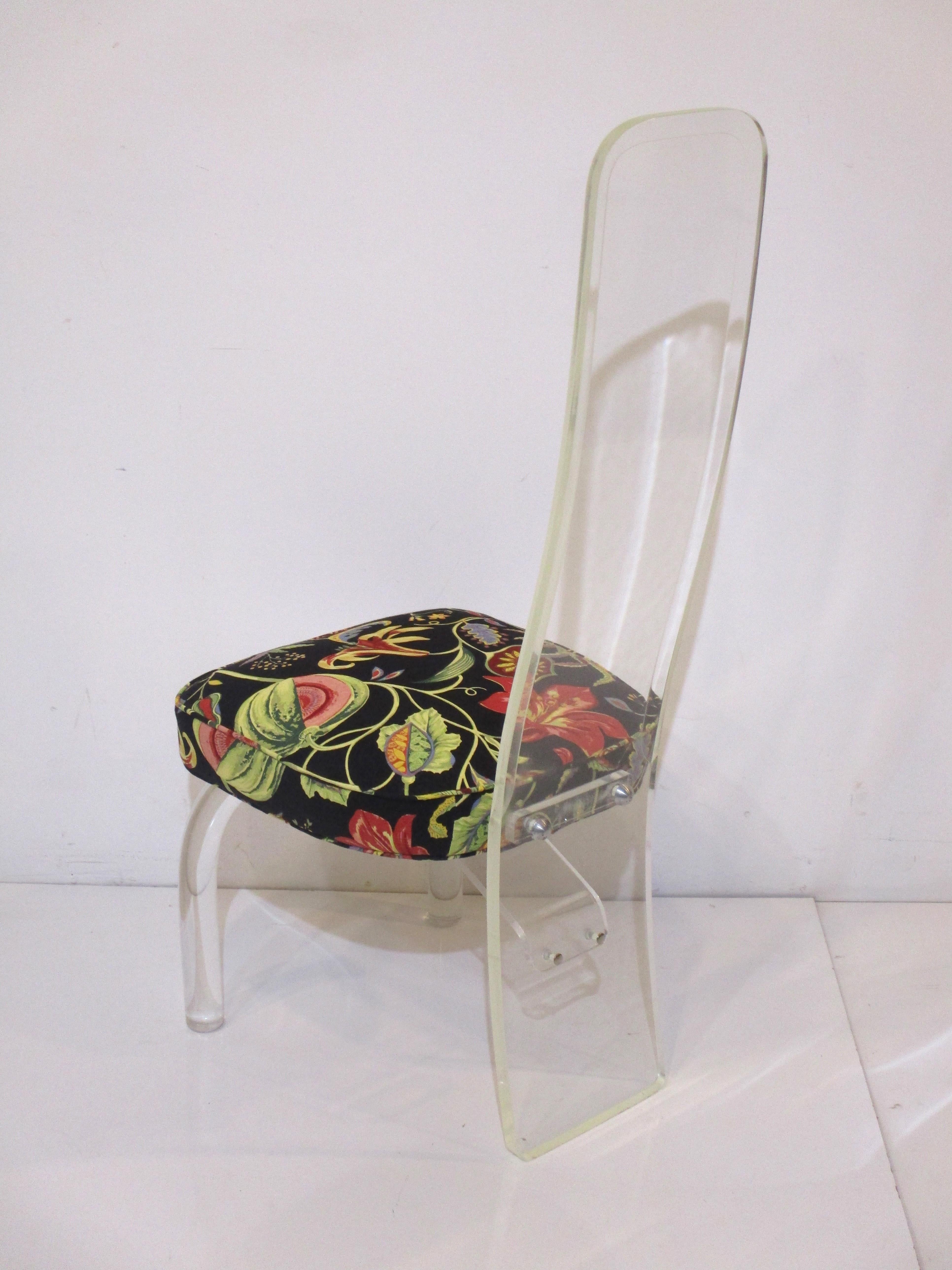 Charles Hollis Jones High Back Lucite Upholstered Dining Chairs For Sale 4