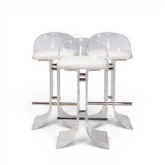 Charles Hollis Jones - Hill Manufacturing Mid Century Lucite Barstool - Set of 3