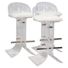 Charles Hollis Jones - Hill Manufacturing Mid Century Lucite Barstool - Set of 3