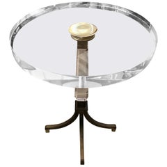 Charles Hollis Jones Hollywood Regency Lucite and Brass Table