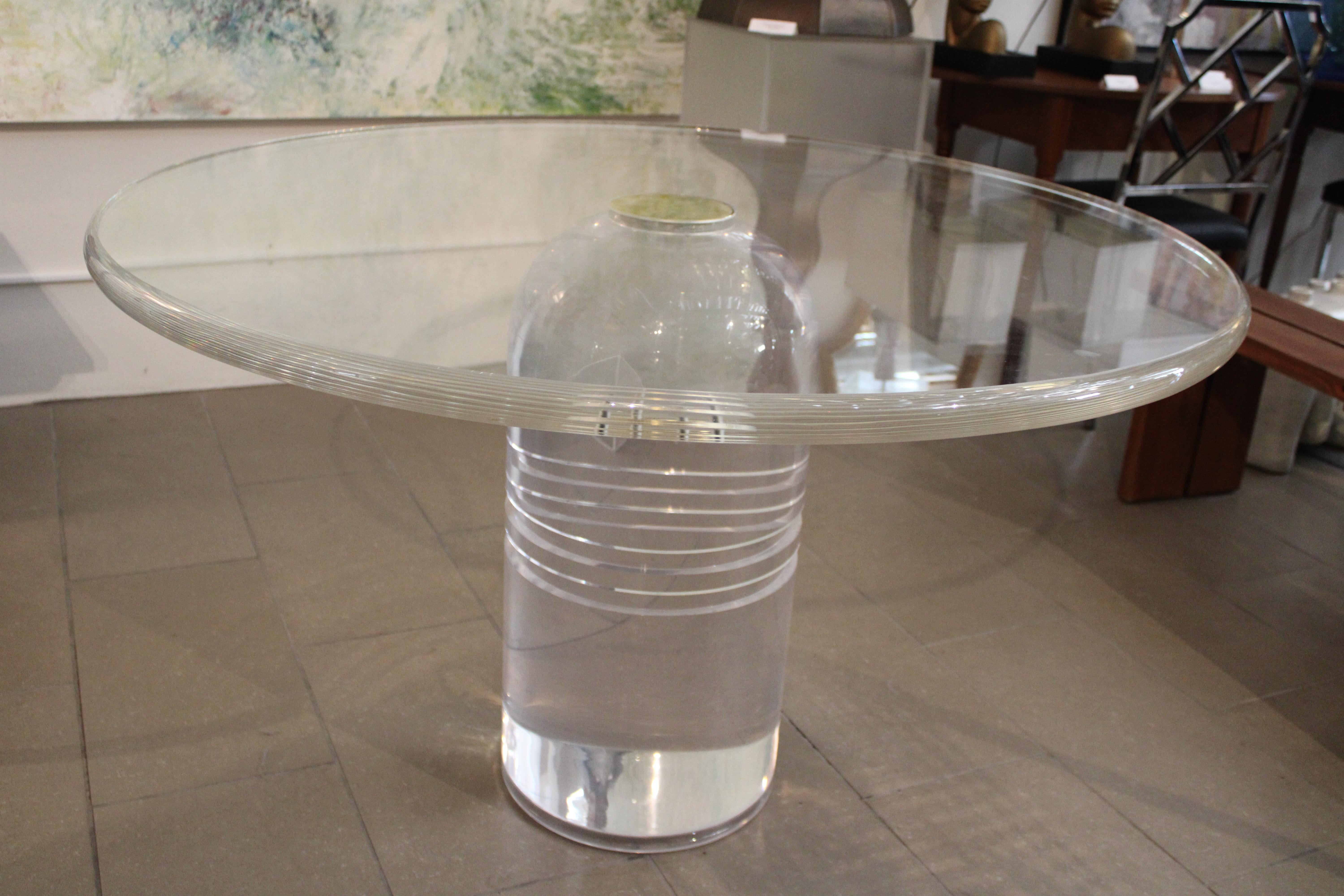 Mid-Century Modern Charles Hollis Jones Table de salle à manger Le Dome Lucite en vente