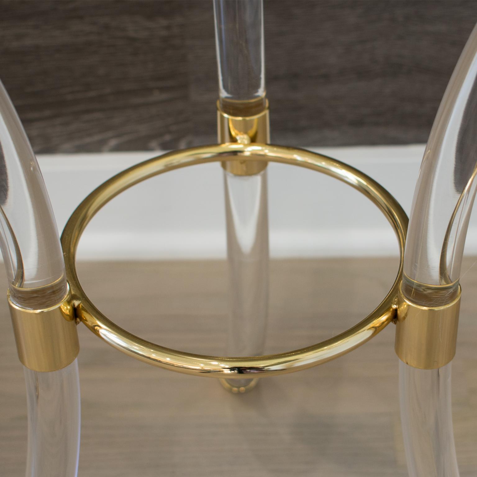 Charles Hollis Jones Lucite and Gilded Brass Coffee Side Table, circa 1970 For Sale 2