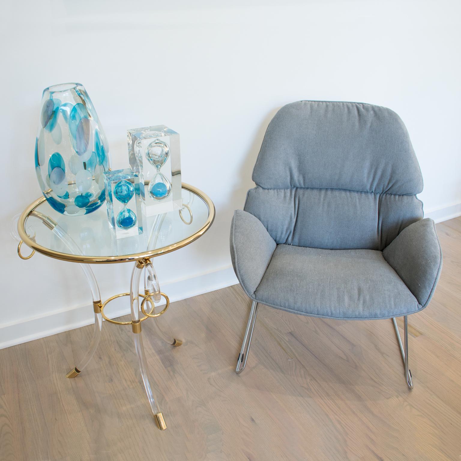 Charles Hollis Jones Lucite and Gilded Brass Coffee Side Table, circa 1970 For Sale 10