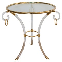 Charles Hollis Jones Lucite and Gilded Brass Coffee Side Table, circa 1970