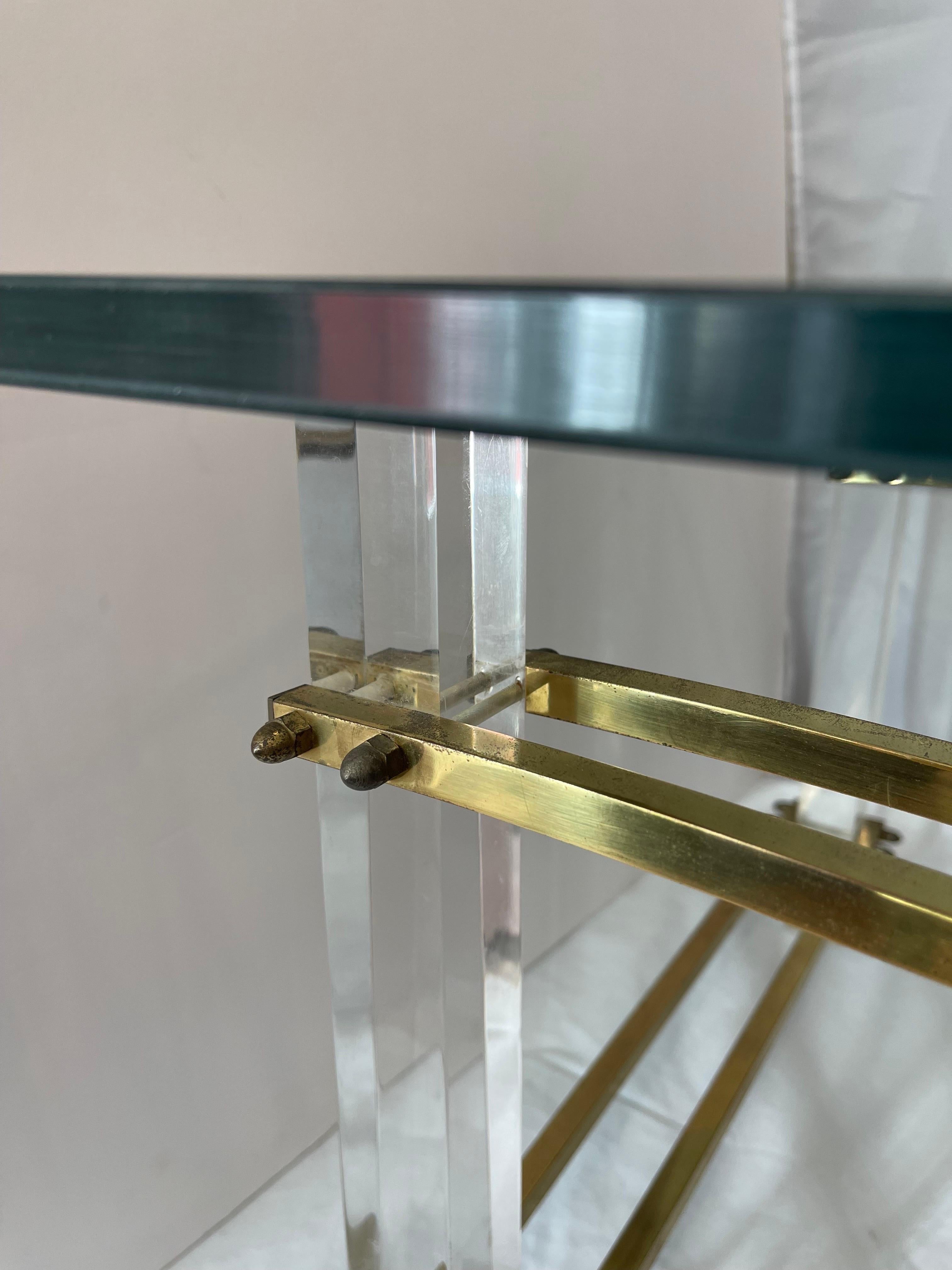 Charles Hollis Jones Lucite and Brass Coffee Table For Sale 5