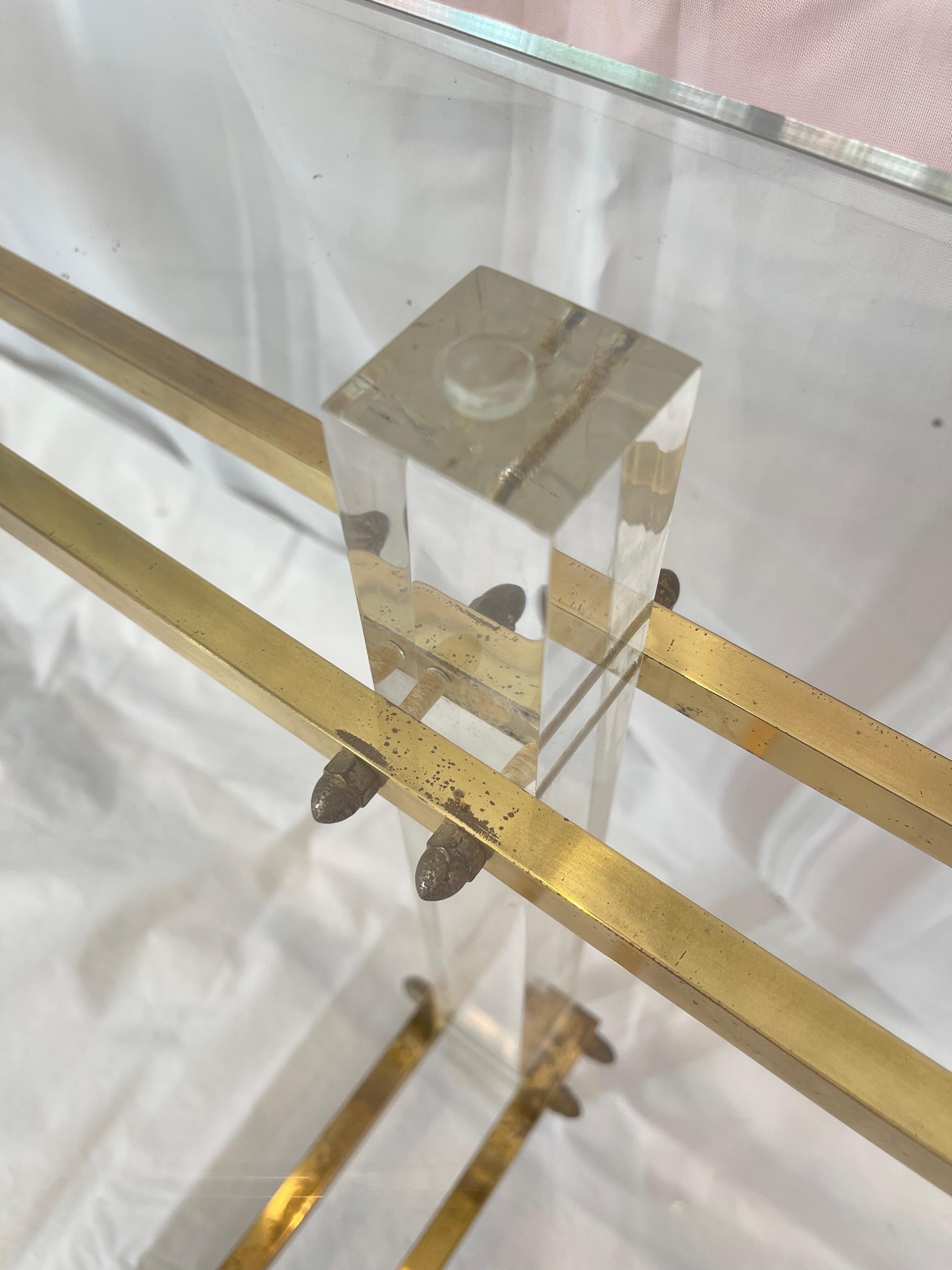 Charles Hollis Jones Lucite and Brass Coffee Table For Sale 10