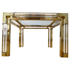 Charles Hollis Jones Lucite and Brass Italian Square Cocktail Table