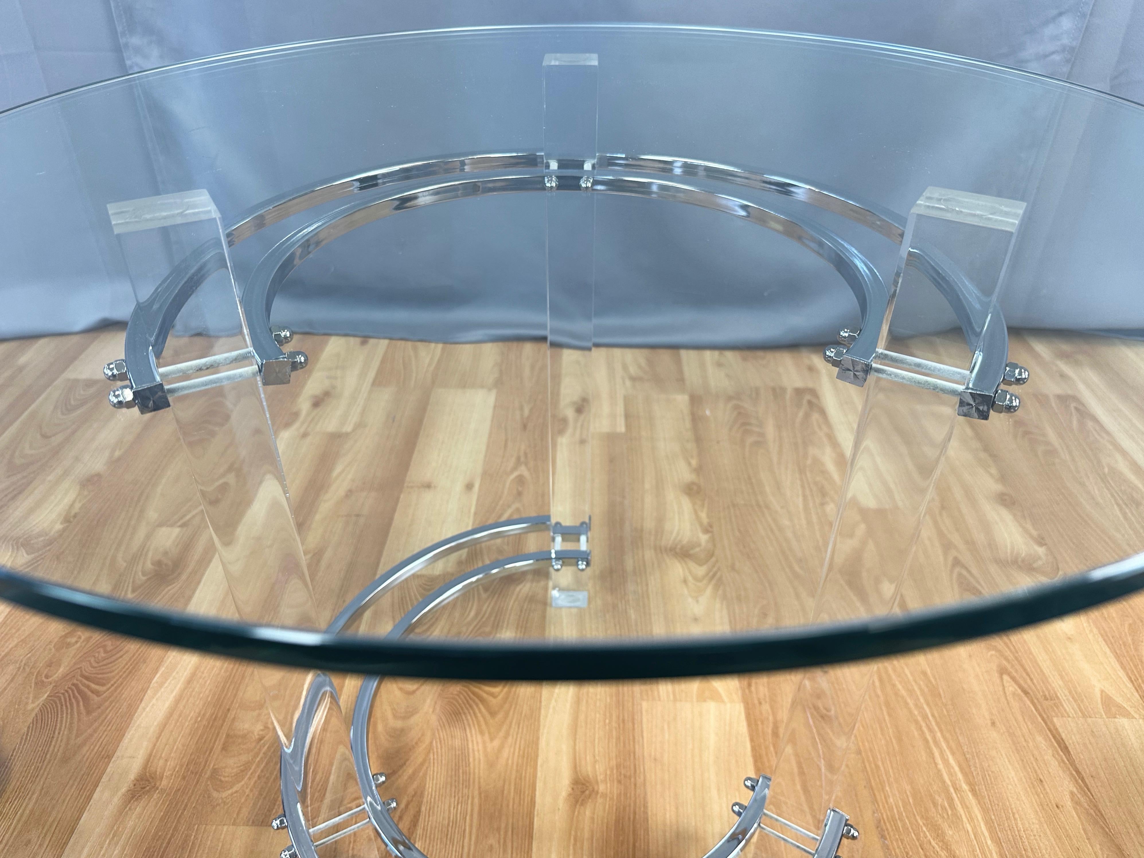 Charles Hollis Jones Lucite and Chrome Circular Side Table or End Table, 1970s For Sale 4