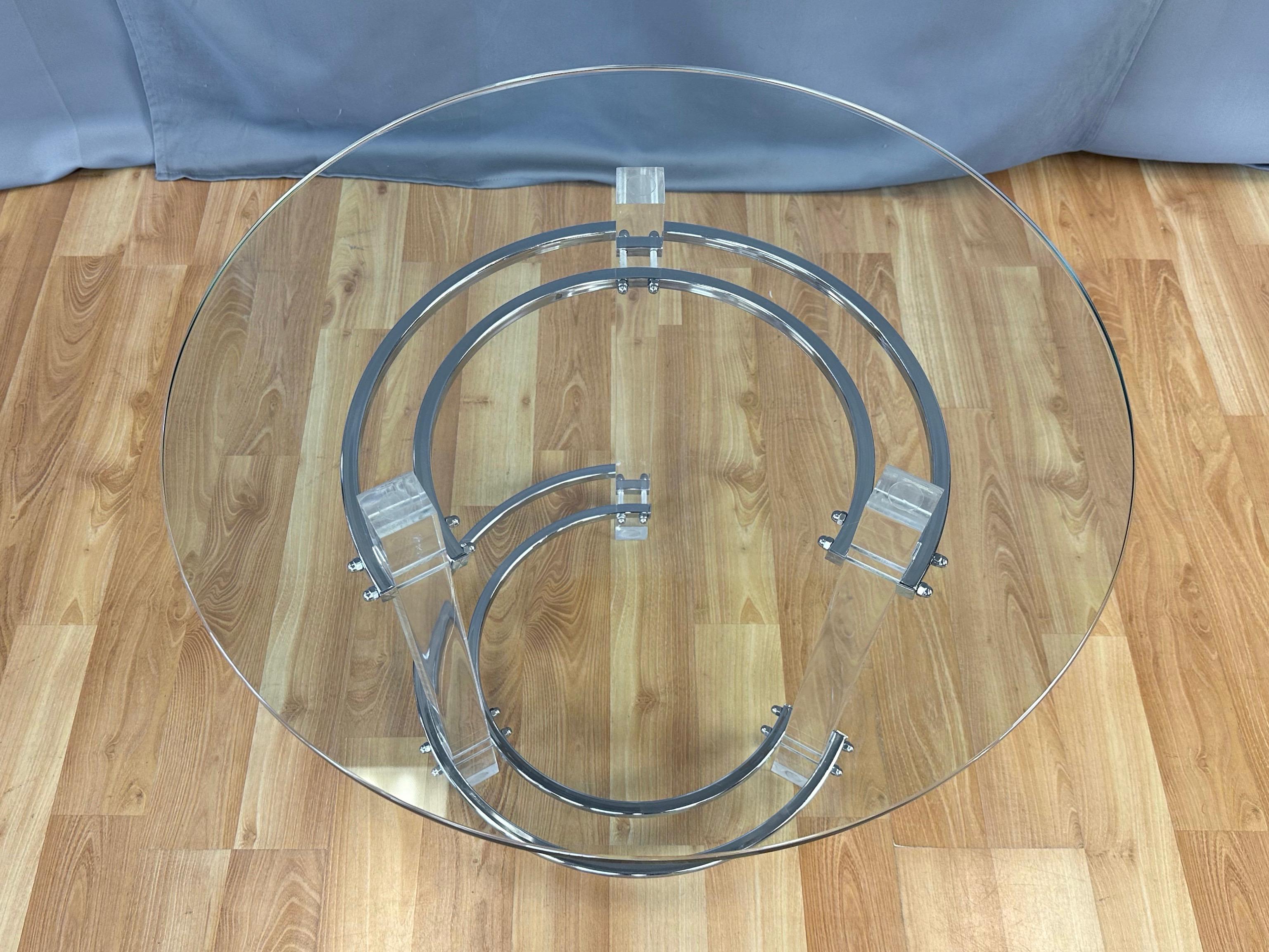 Charles Hollis Jones Lucite and Chrome Circular Side Table or End Table, 1970s For Sale 5