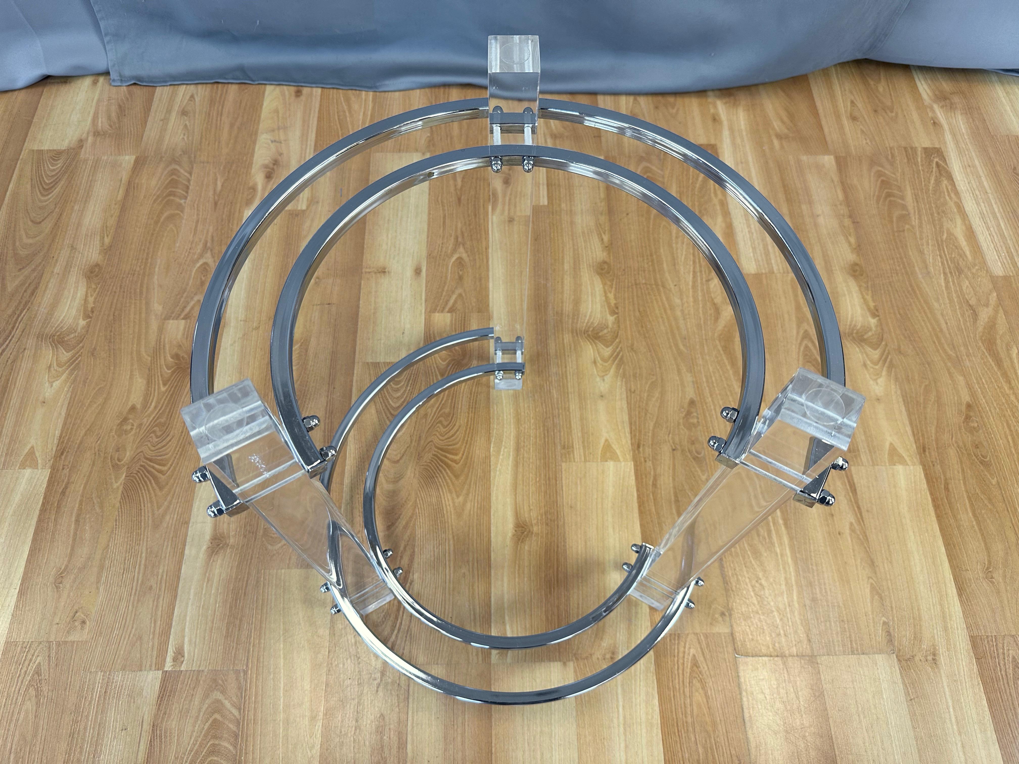 Charles Hollis Jones Lucite and Chrome Circular Side Table or End Table, 1970s For Sale 6
