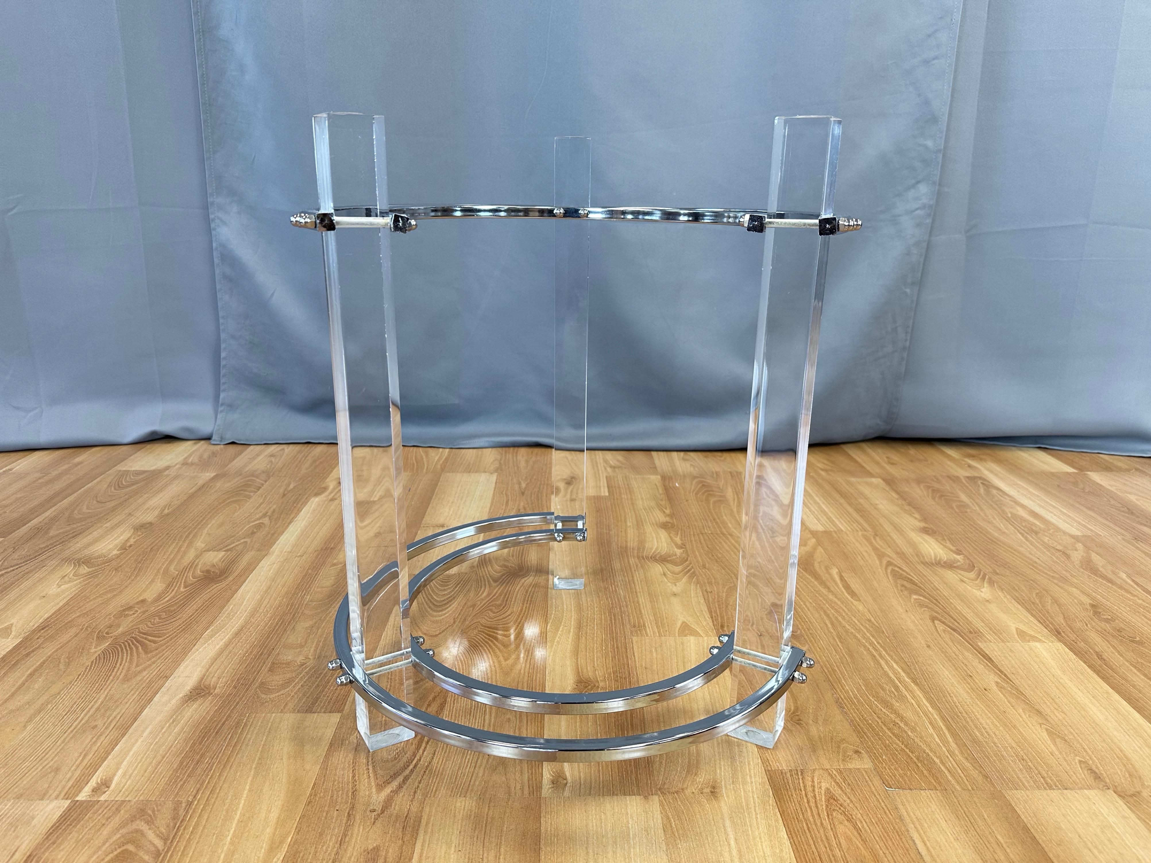 Charles Hollis Jones Lucite and Chrome Circular Side Table or End Table, 1970s For Sale 7