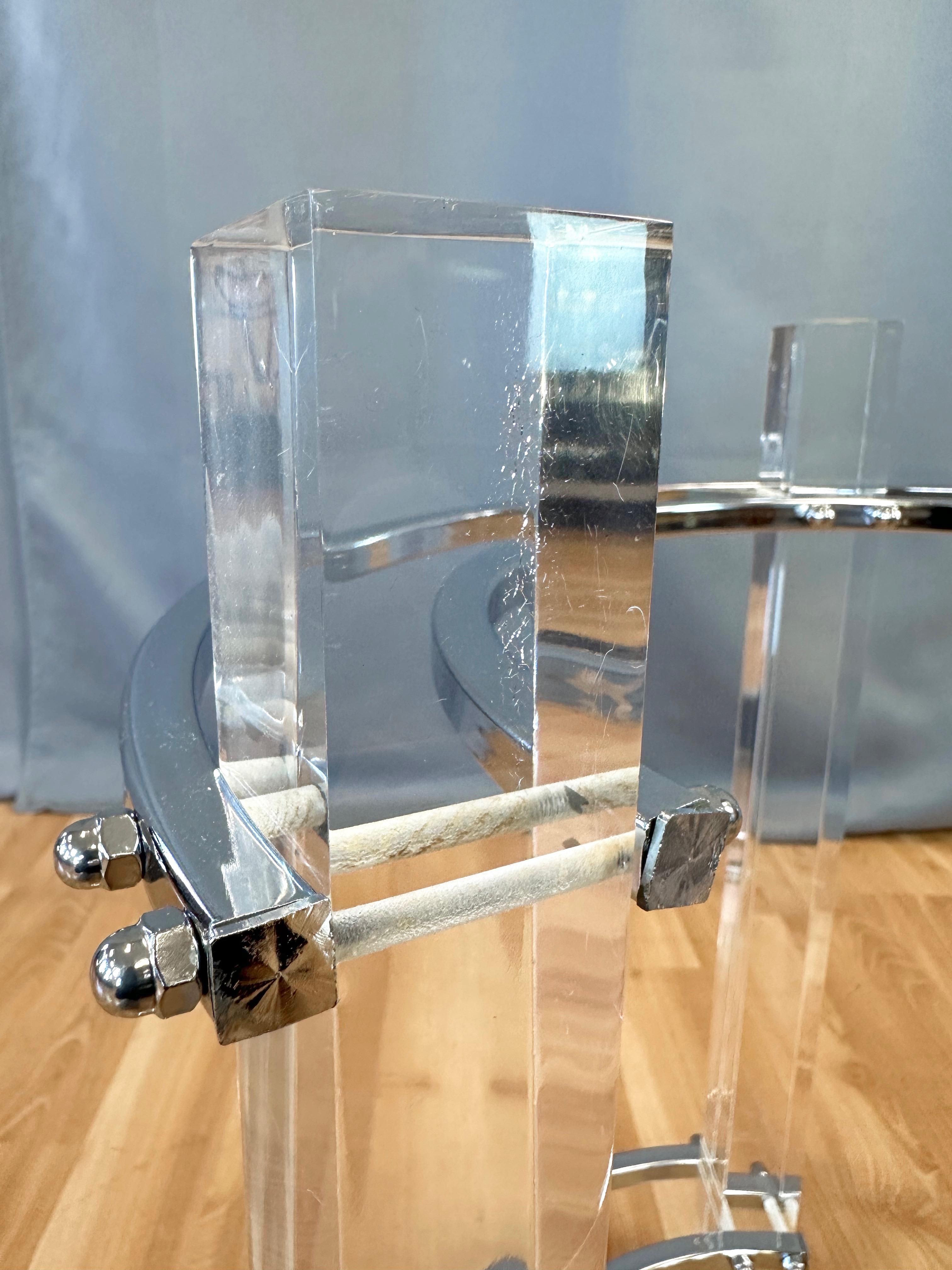 Charles Hollis Jones Lucite and Chrome Circular Side Table or End Table, 1970s For Sale 8