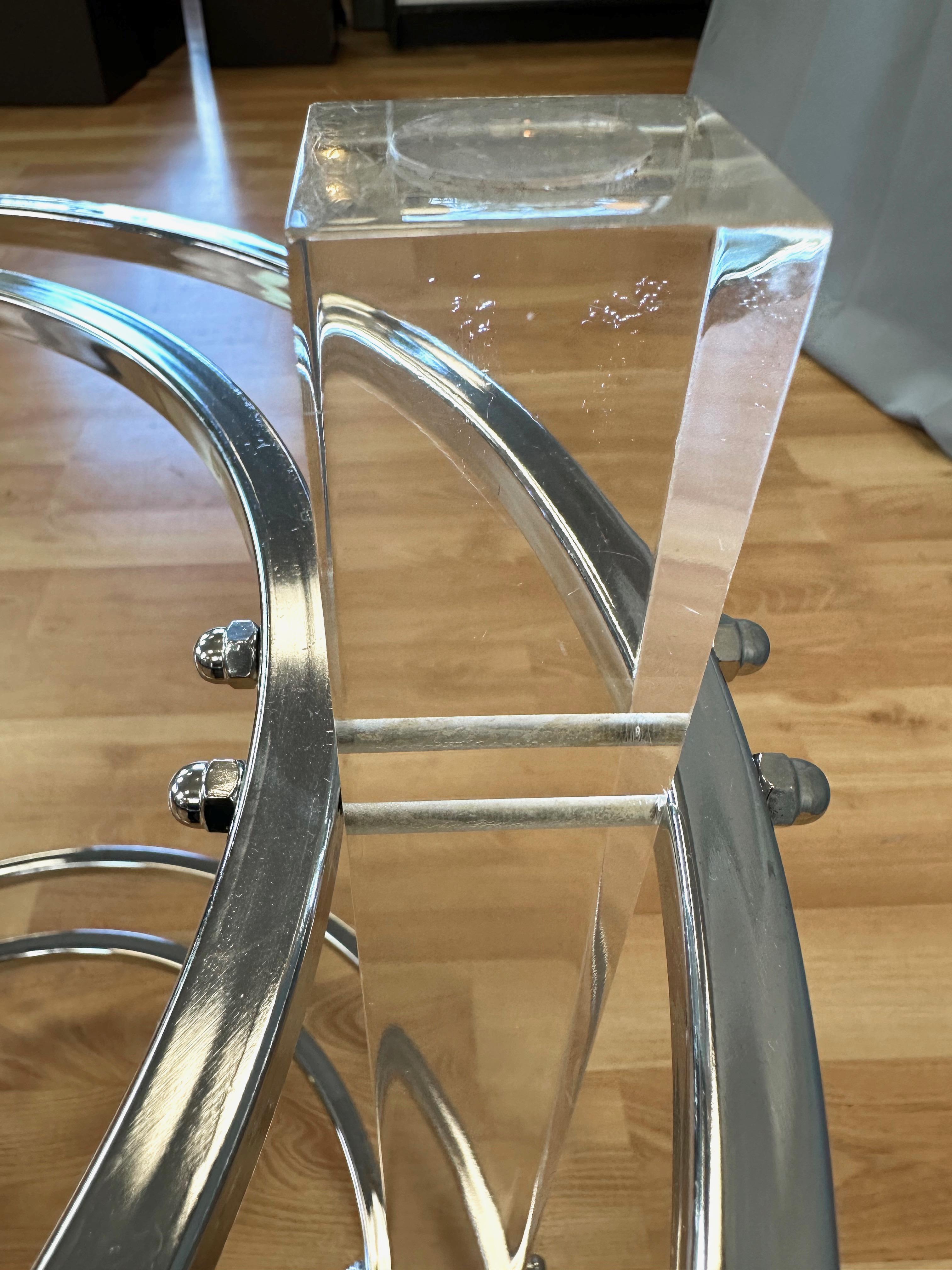 Charles Hollis Jones Lucite and Chrome Circular Side Table or End Table, 1970s For Sale 9