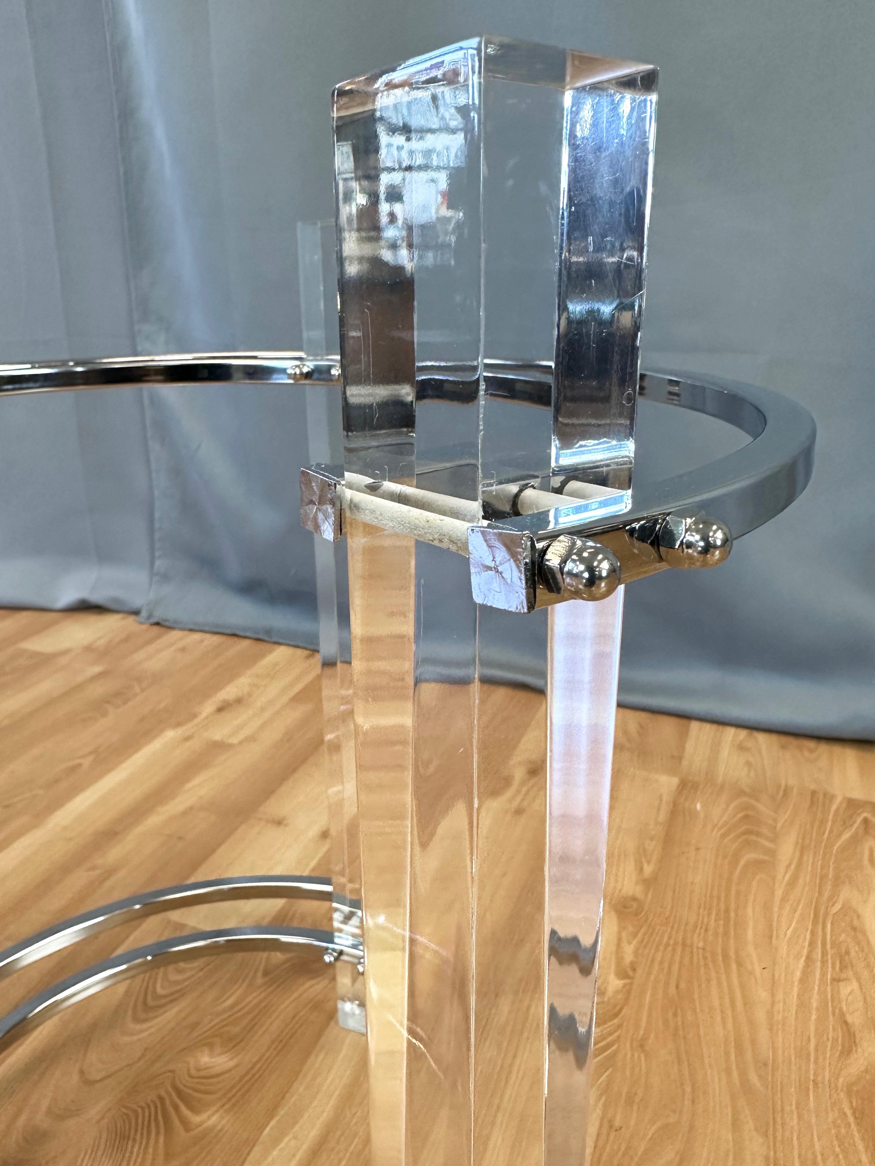 Charles Hollis Jones Lucite and Chrome Circular Side Table or End Table, 1970s For Sale 10