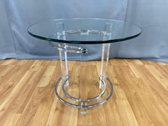 Charles Hollis Jones Lucite and Chrome Circular Side Table or End Table, 1970s