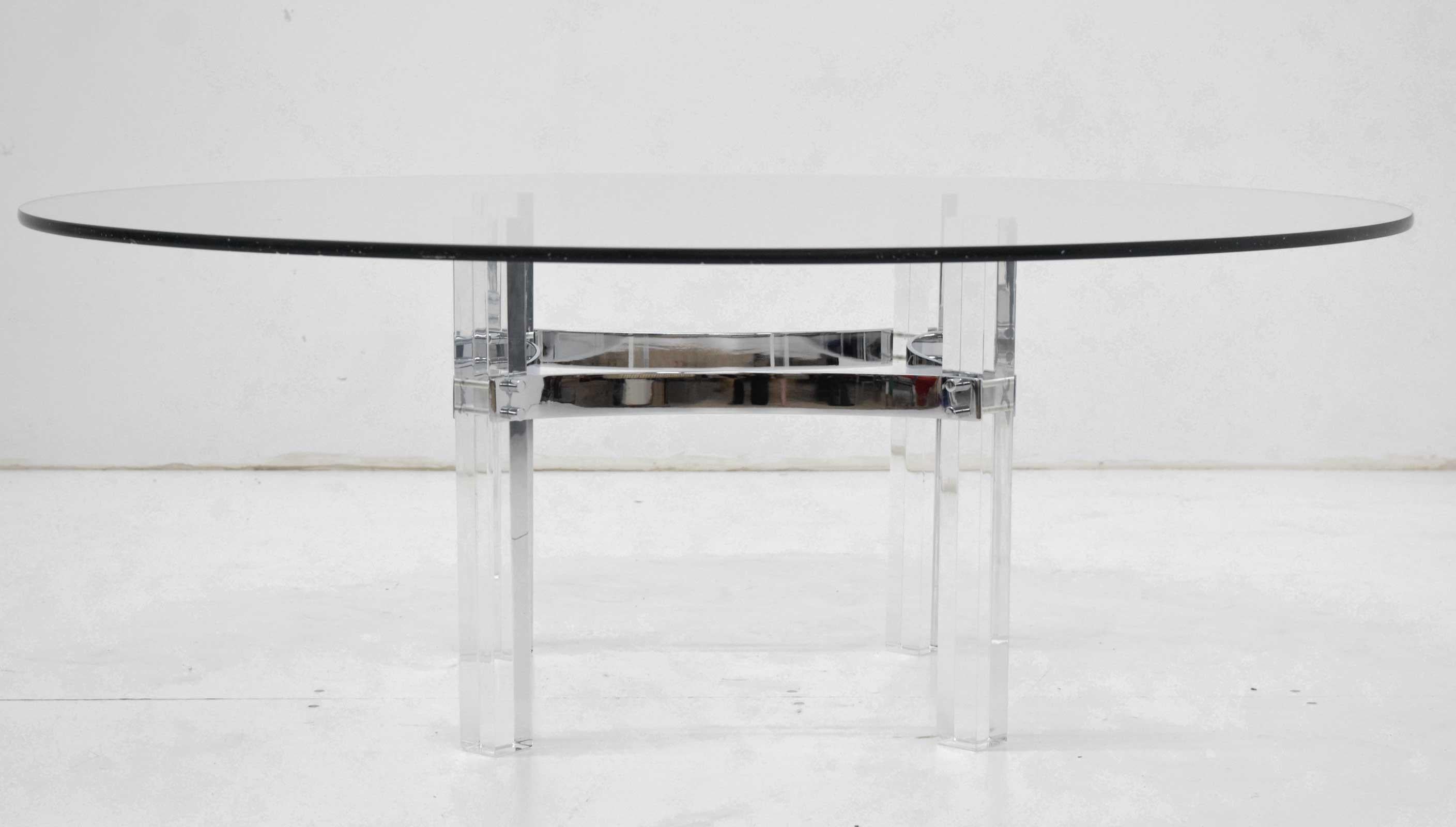 Mid-Century Modern Charles Hollis Jones Lucite and Chrome Cocktail Table