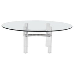 Charles Hollis Jones Lucite and Chrome Cocktail Table