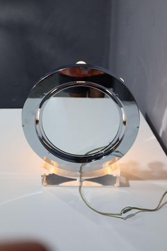 Charles Hollis Jones Lucite and Chrome Makeup Mirror with Magnifying Feature