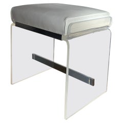 Charles Hollis Jones Lucite and Chrome Waterfall Stool