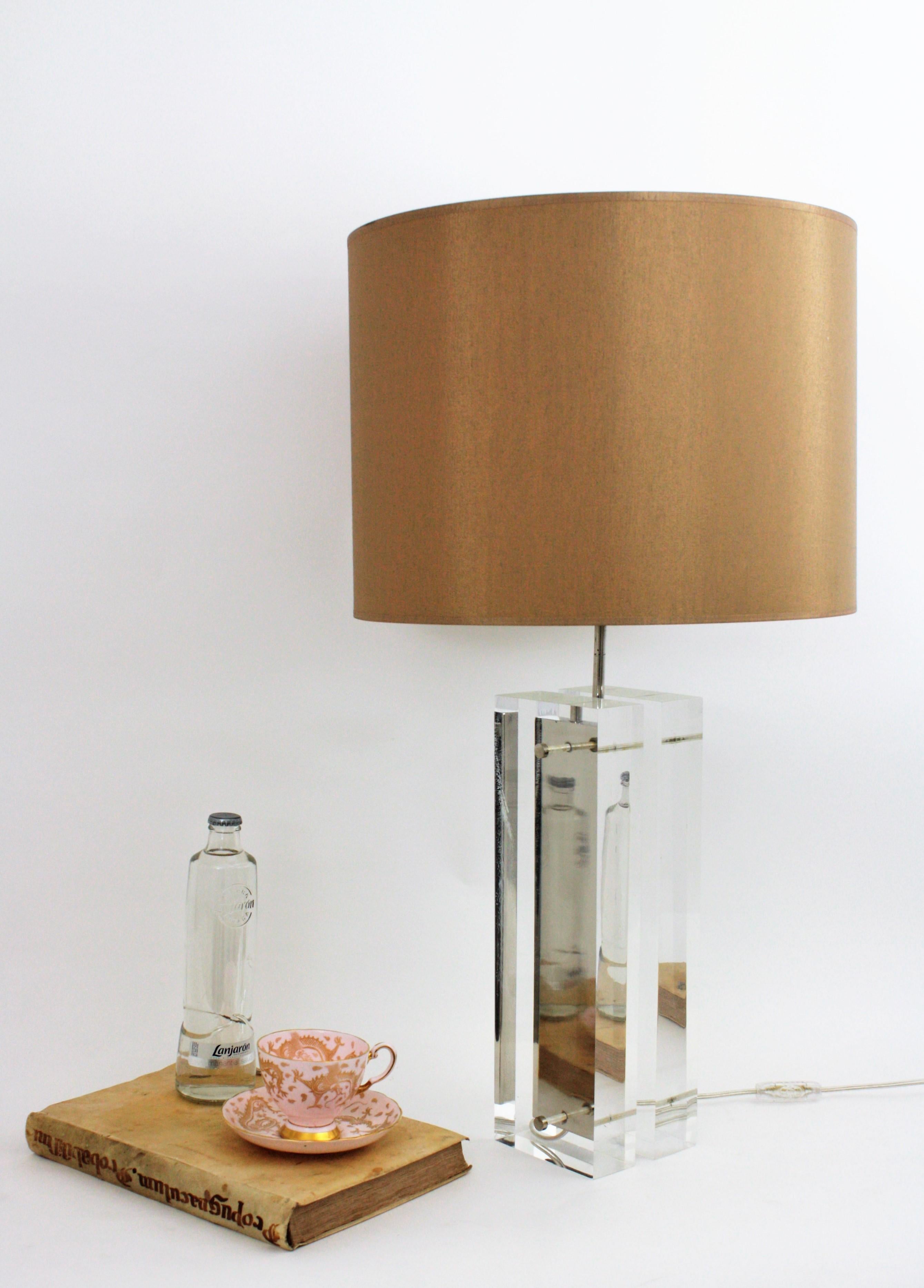 Charles Hollis Jones Lucite and Chromed Steel Midcentury Table Lamp For Sale 7
