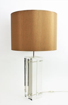 Charles Hollis Jones Lampada da tavolo del Medioevo in lucite e acciaio cromato