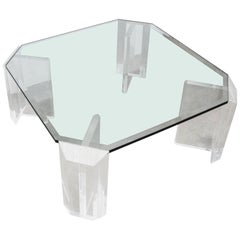 Charles Hollis Jones Lucite and Glass Cocktail Table