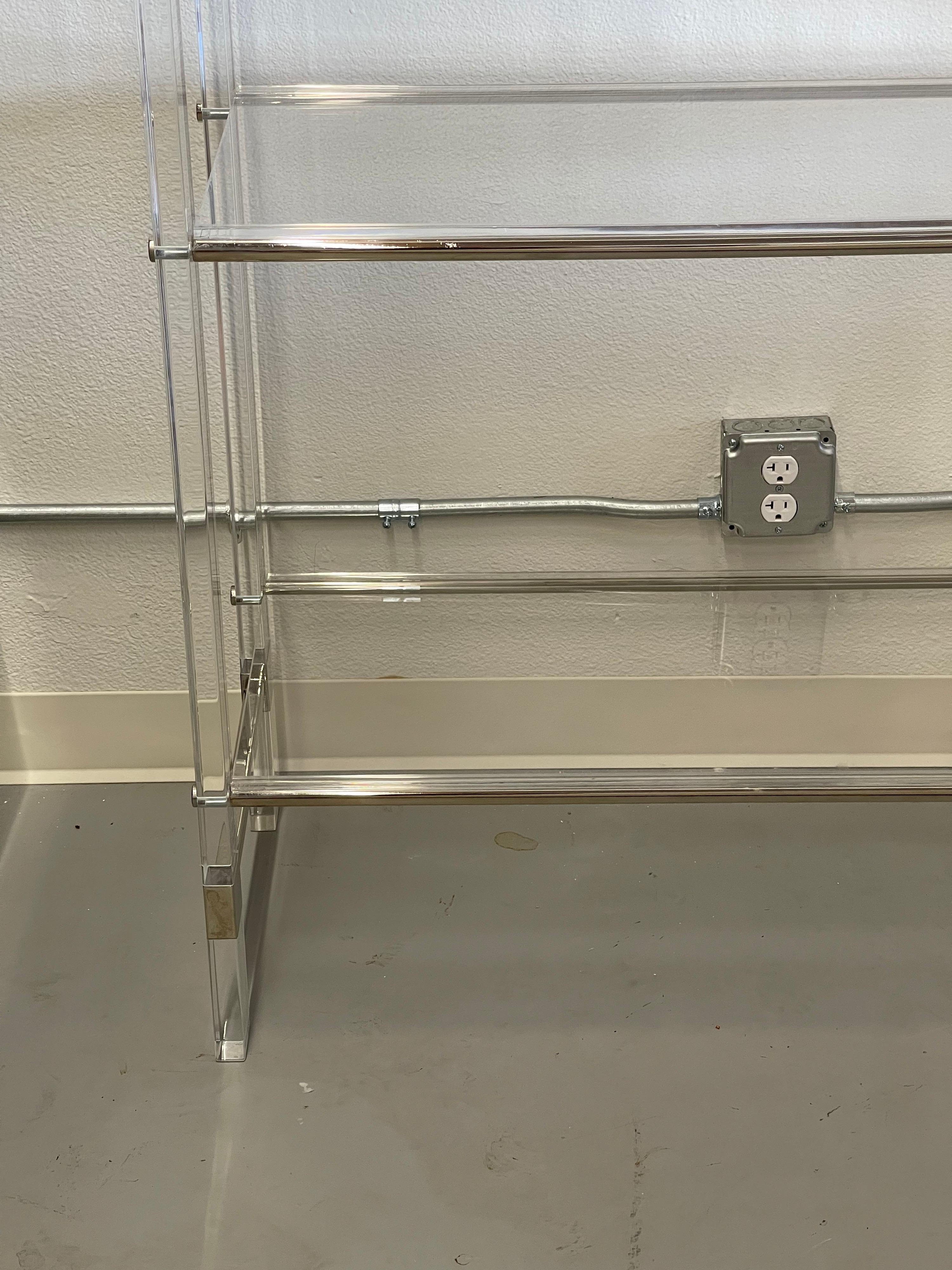 American Charles Hollis Jones Lucite and Nickel Etagere For Sale