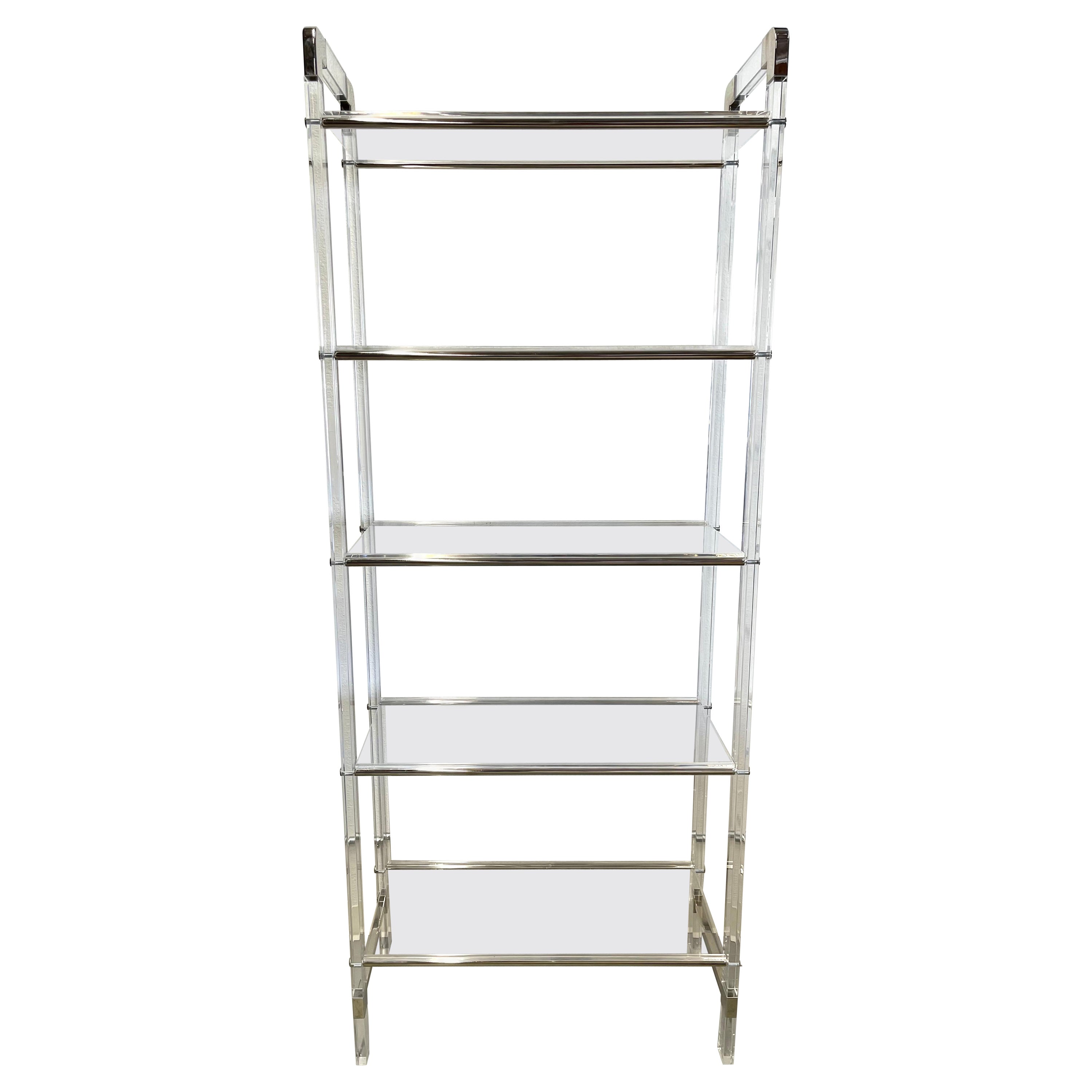 Charles Hollis Jones Lucite and Nickel Etagere