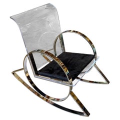 Charles Hollis Jones Lucite and Nickel Rocking Chair