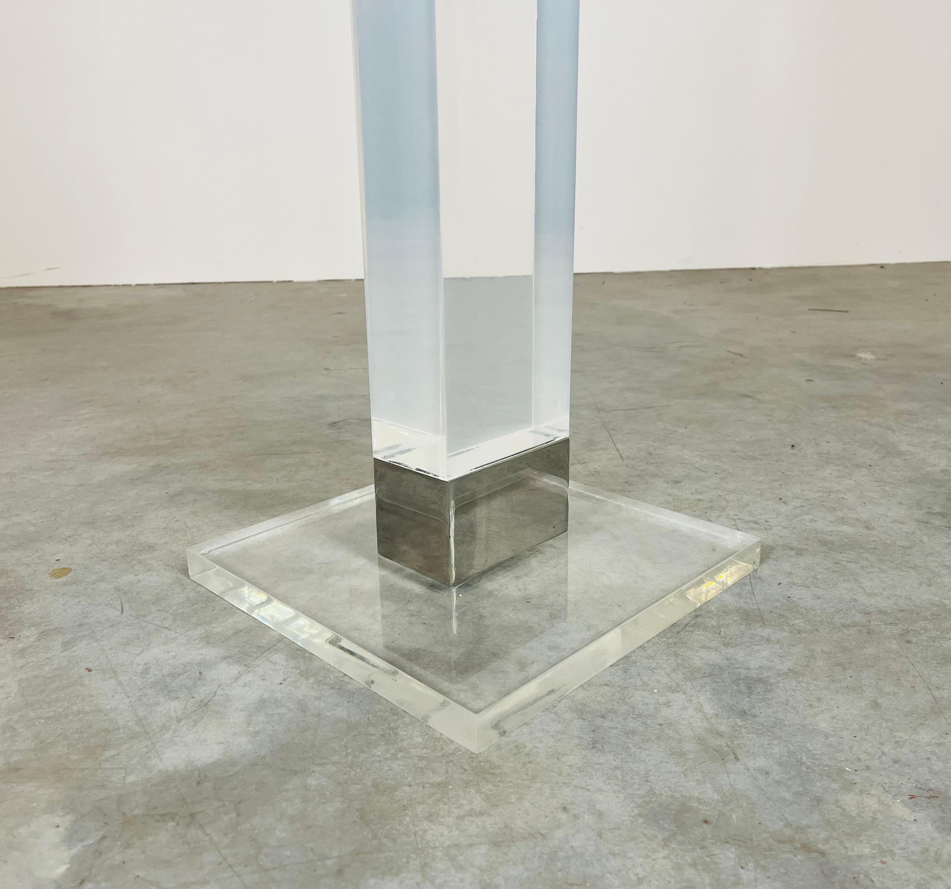 American Charles Hollis Jones Lucite And Nickel Sculpture Pedestal Stand  For Sale