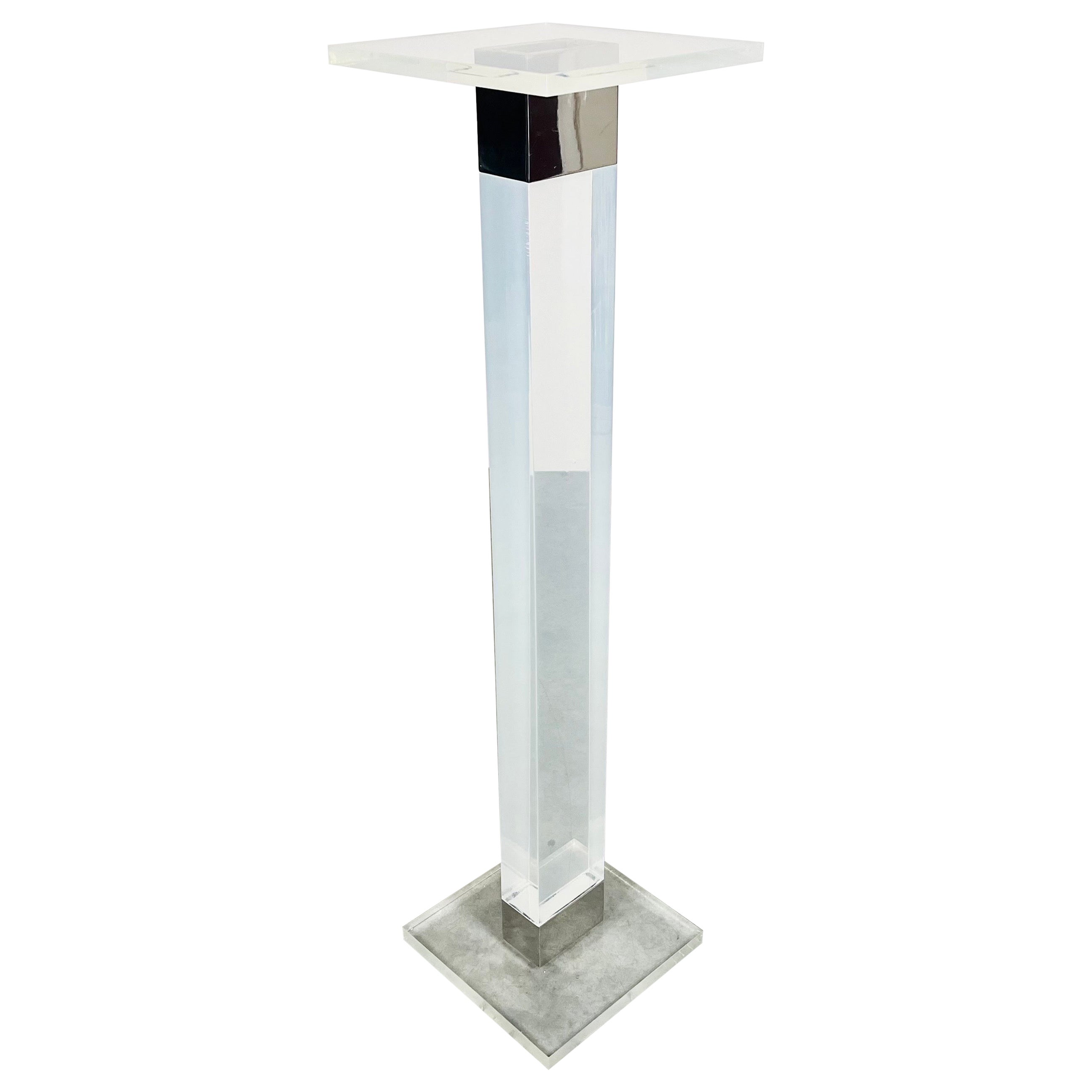 Charles Hollis Jones Lucite And Nickel Sculpture Pedestal Stand