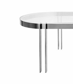 Charles Hollis Jones Lucite and Polished Chrome Oval Dining Table, USA, 1970's.