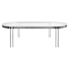 Charles Hollis Jones Lucite and Polished Chrome Oval Dining Table, USA, 1970's.