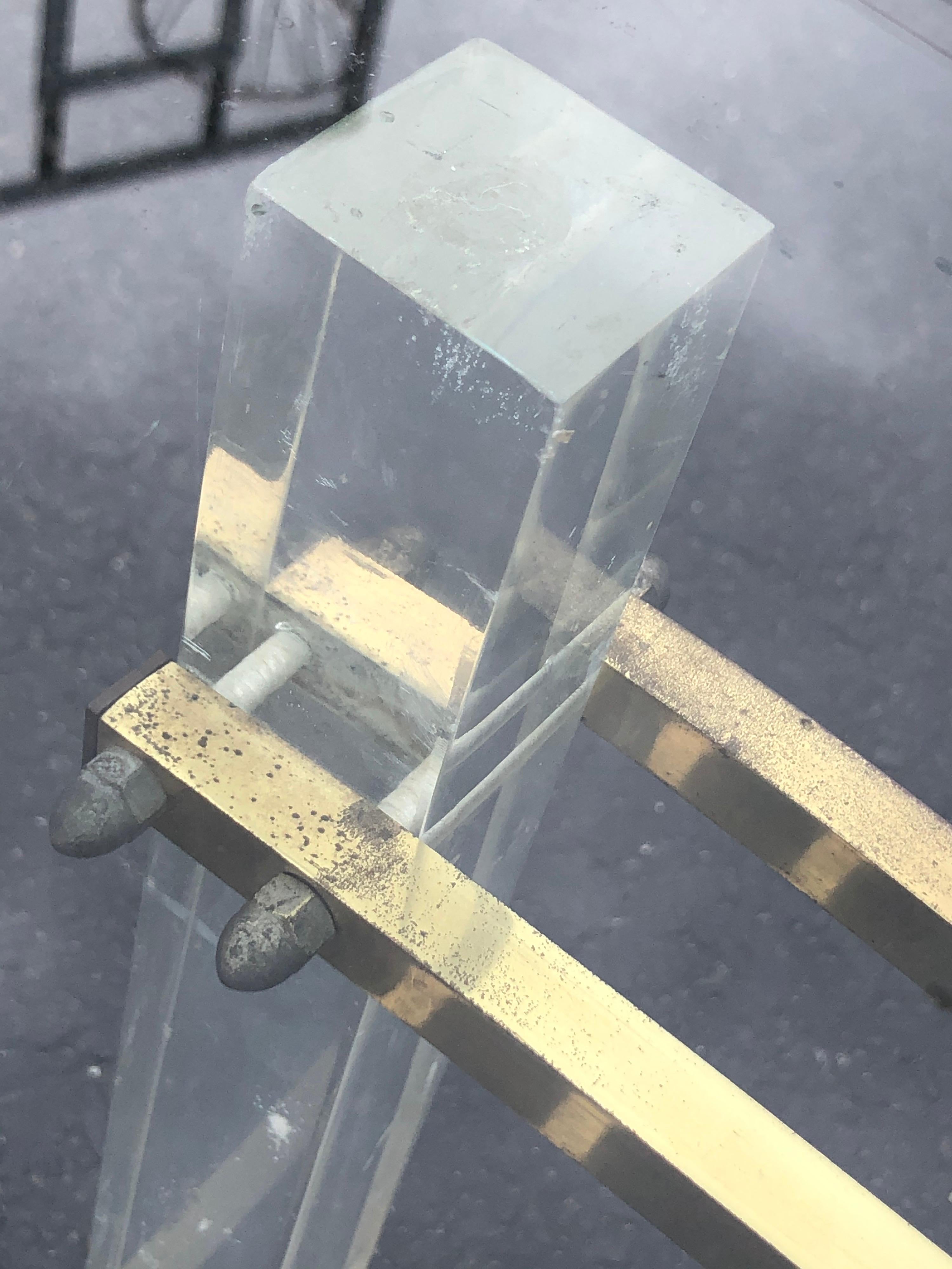SALE-Charles Hollis Jones Lucite, Brass and Glass Coffee Table 12