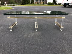 SALE-Charles Hollis Jones Lucite, Brass and Glass Coffee Table