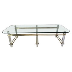 Retro Charles Hollis Jones Lucite, Brass and Glass Coffee Table