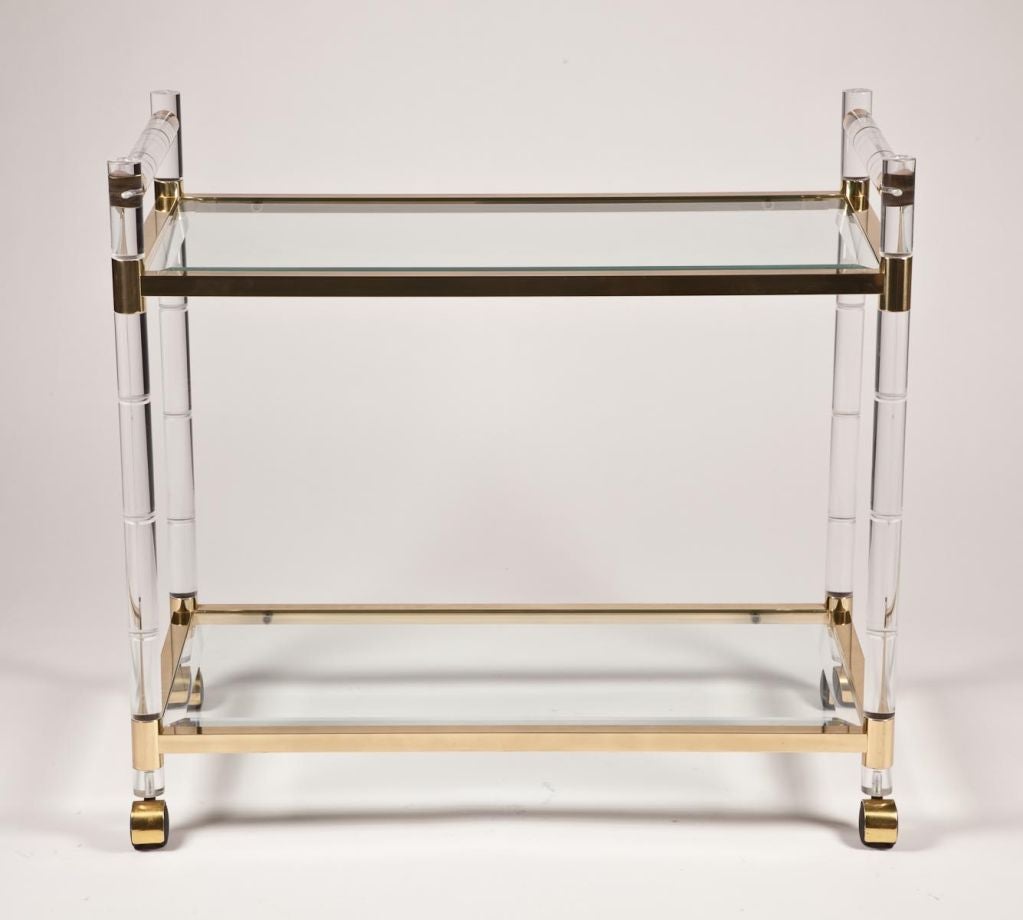 lucite and brass bar cart