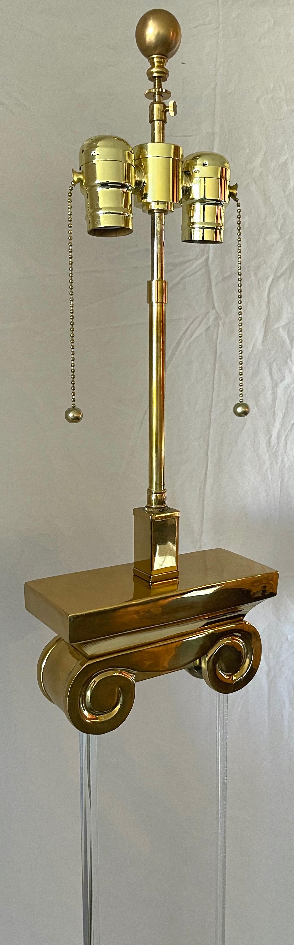 American Charles Hollis Jones Lucite & Brass Column Floor Lamp For Sale