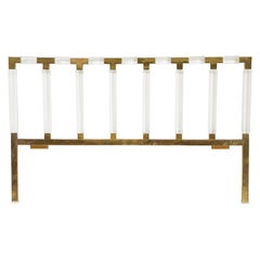 Charles Hollis Jones Lucite, Brass Headboard