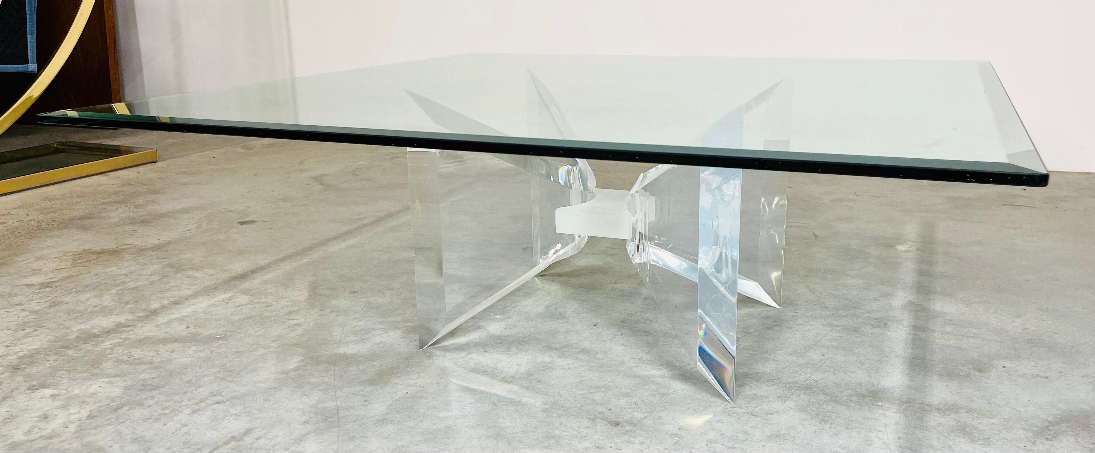 American Charles Hollis Jones Lucite Butterfly Cocktail Table