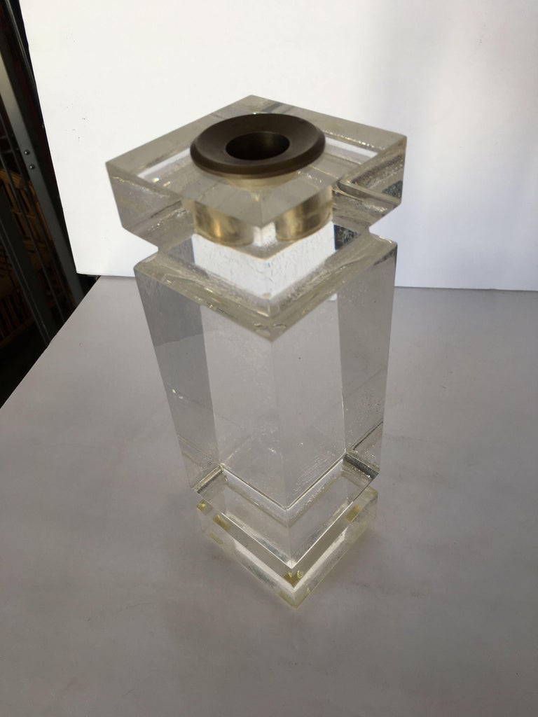 Charles Hollis Jones Lucite CandleStick Holder, Pair at 1stDibs