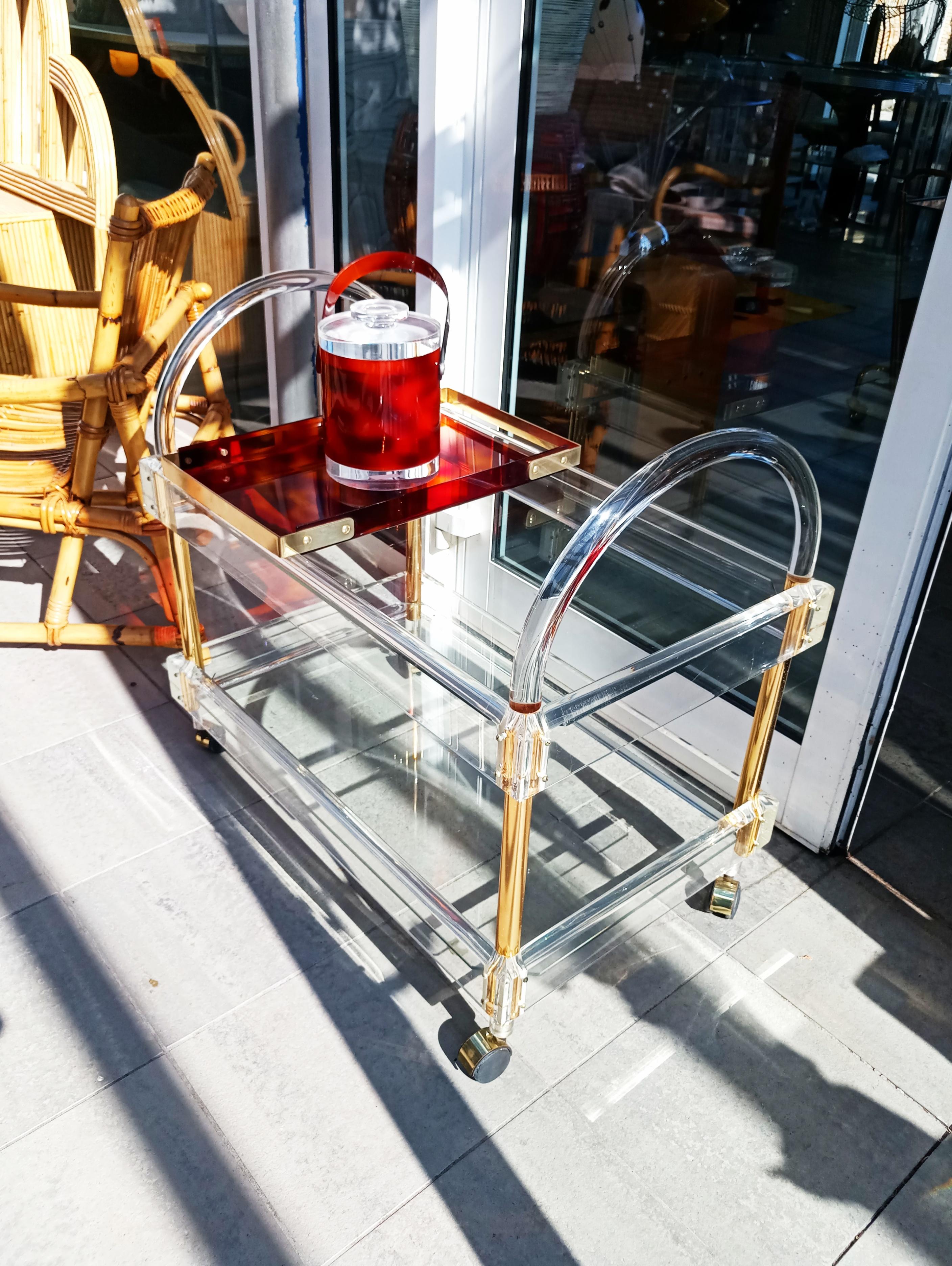 Charles Hollis Jones Lucite Cart Bar Trolley, 1970s For Sale 5