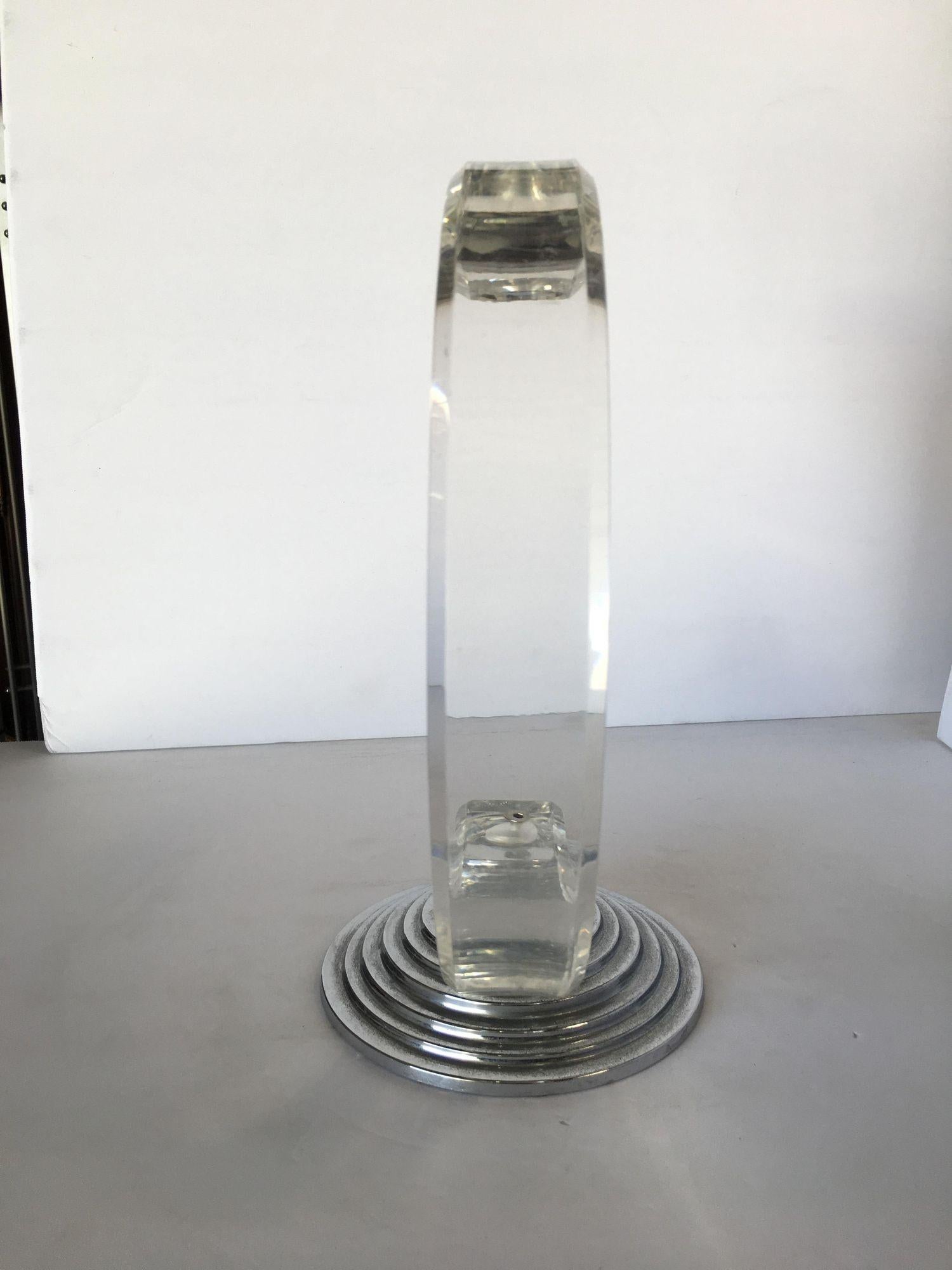 Charles Hollis Jones Bougeoir en Lucite et Chrome en vente 1