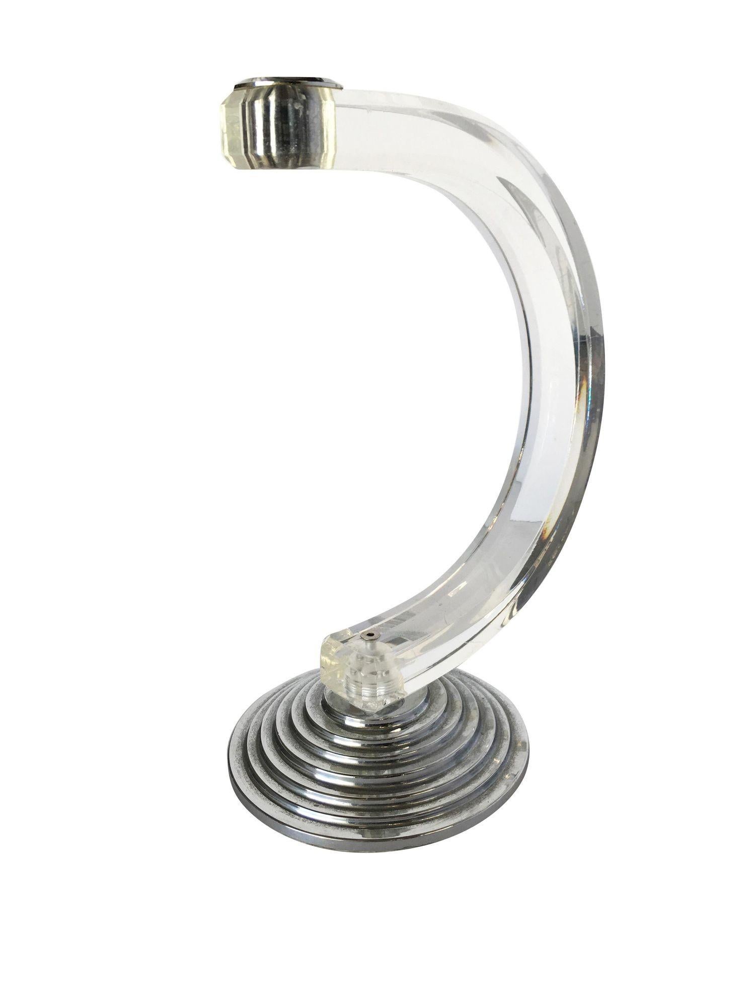 Charles Hollis Jones Bougeoir en Lucite et Chrome en vente 2