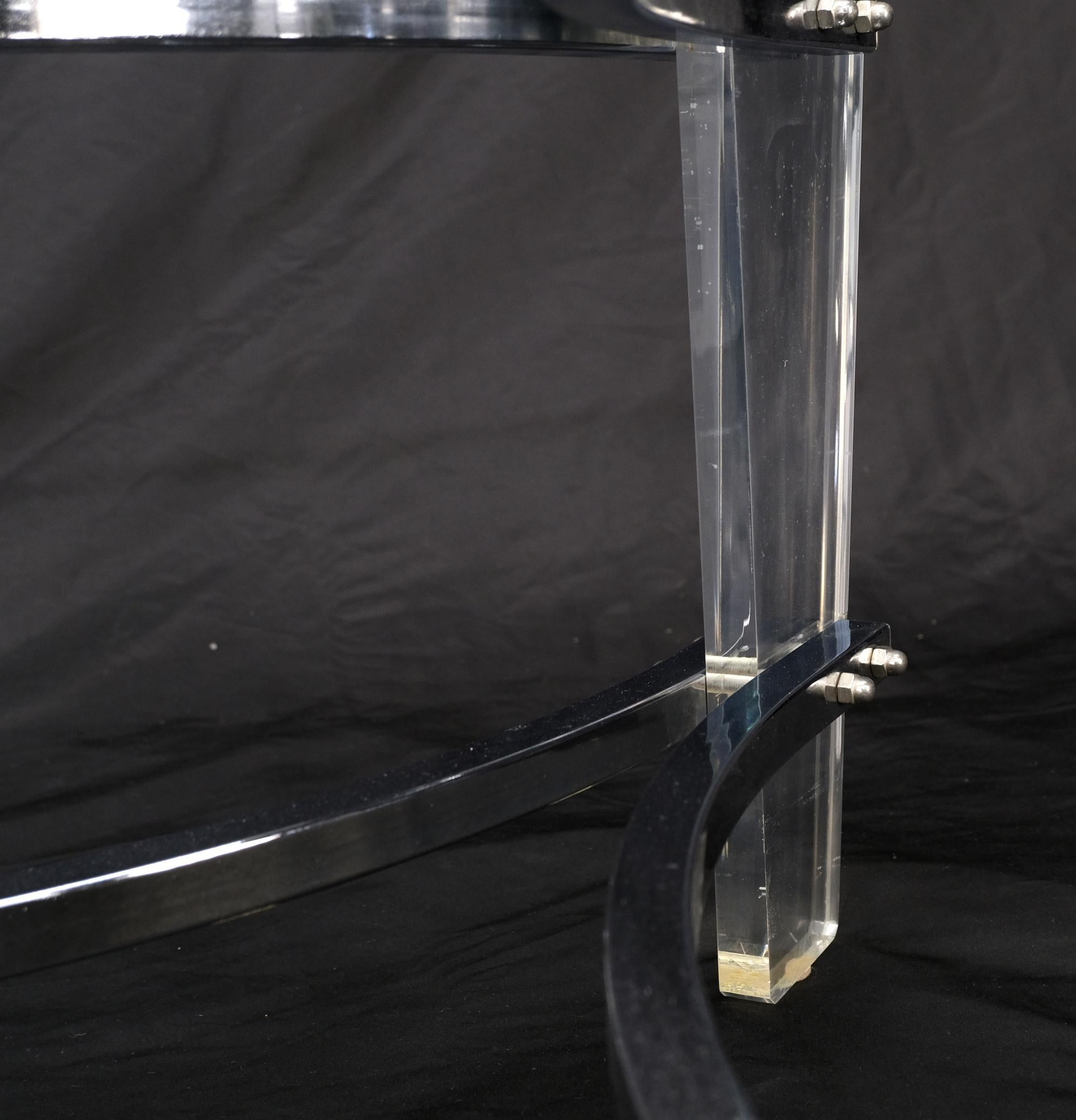Table basse centrale carrée en chrome Lucite avec plateau en verre Charles Hollis Jones en vente 4