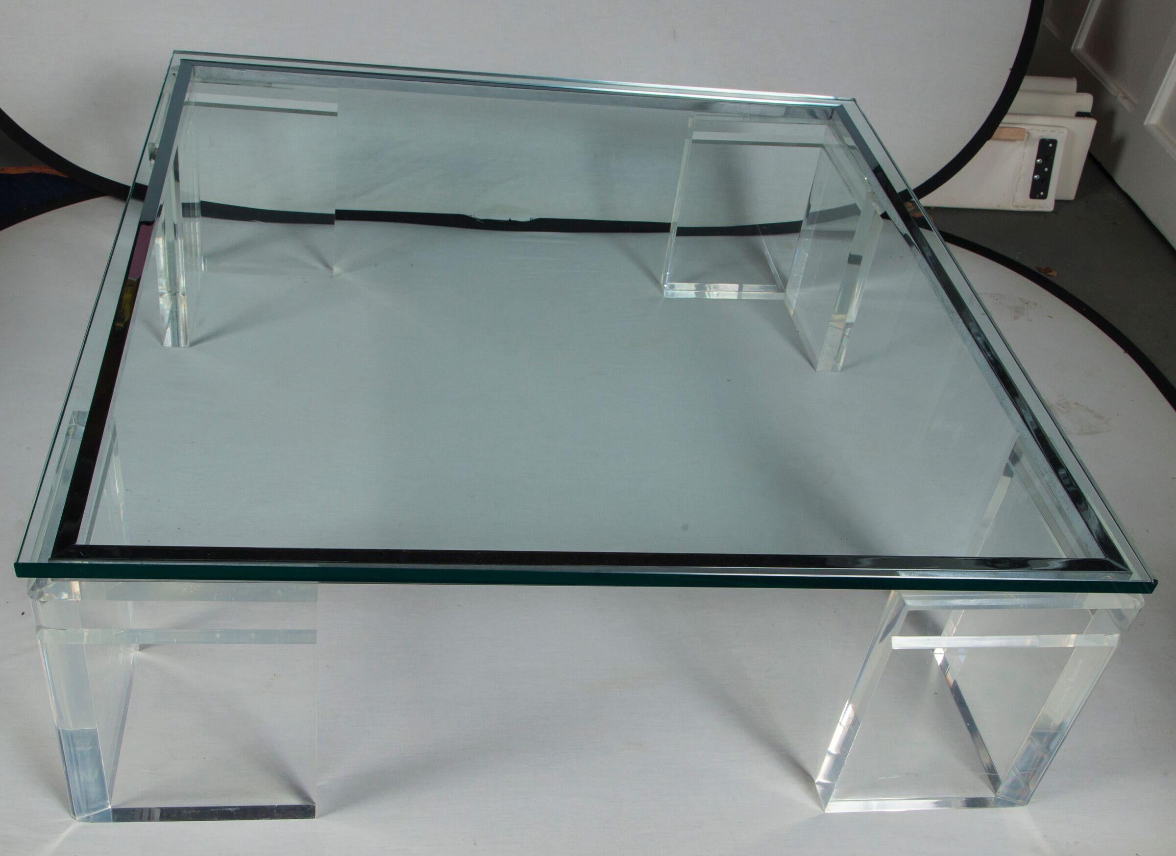 lucite coffee table with shelf